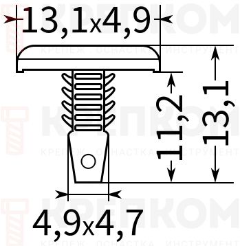 Клипса автомобильная нажимная 0170 - схема