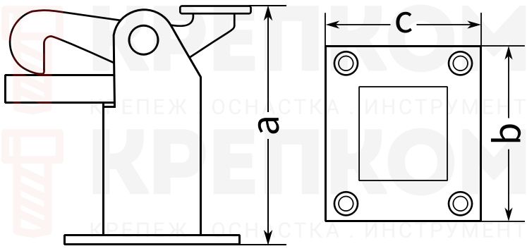 Стопор напольный для ворот 95х65х50мм Gah Alberts 411763 - схема
