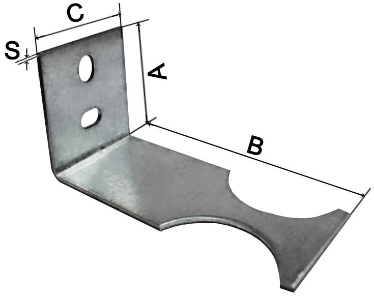 Кронштейн для радиаторов универсальный 100х40х40х2 мм ПТ, горячий цинк - размеры