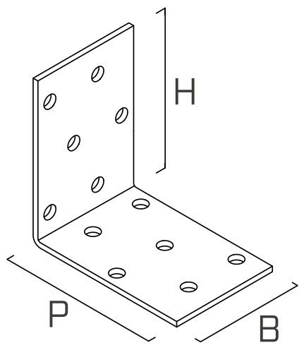 Крепежный уголок WHO6040 Holz Technic 60х40х60х2 - схема, чертеж