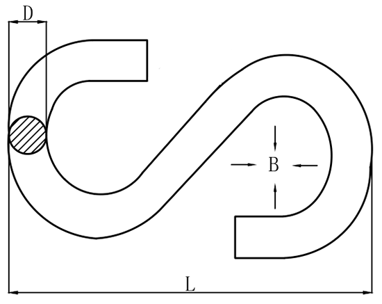 Крючок S-образный изогнутый HL0529 - схема