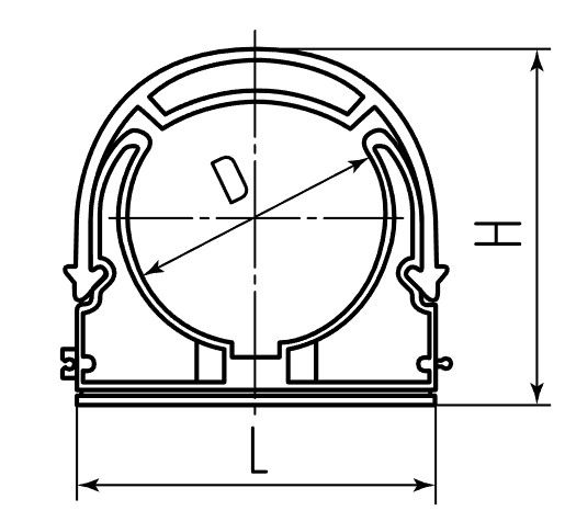 Клипса для труб 50 мм с фиксатором 3673, полипропилен - схема