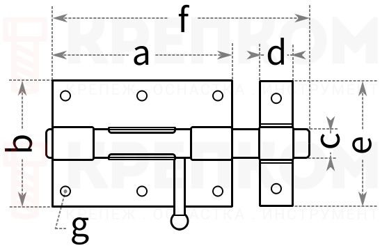 Задвижка шпингалет - схема, чертеж