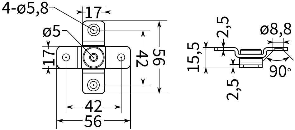 Петля шарнирная L341C - схема