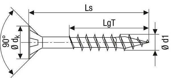 Конструкционный саморез SPAX - схема, чертеж