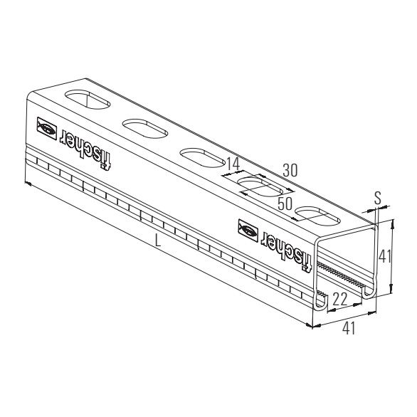 Профиль монтажный С-образный Fischer FUS 41-чертеж