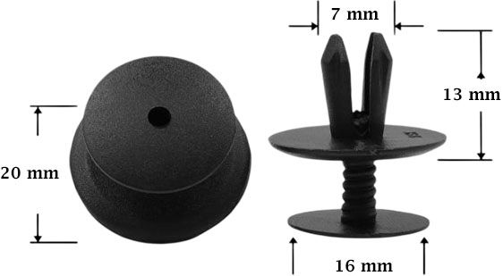 Клипса автомобильная крепежная с резьбовым штырьком AS-1411 - схема