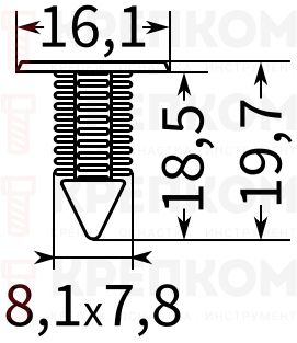Клипса автомобильная нажимная 0174 - схема