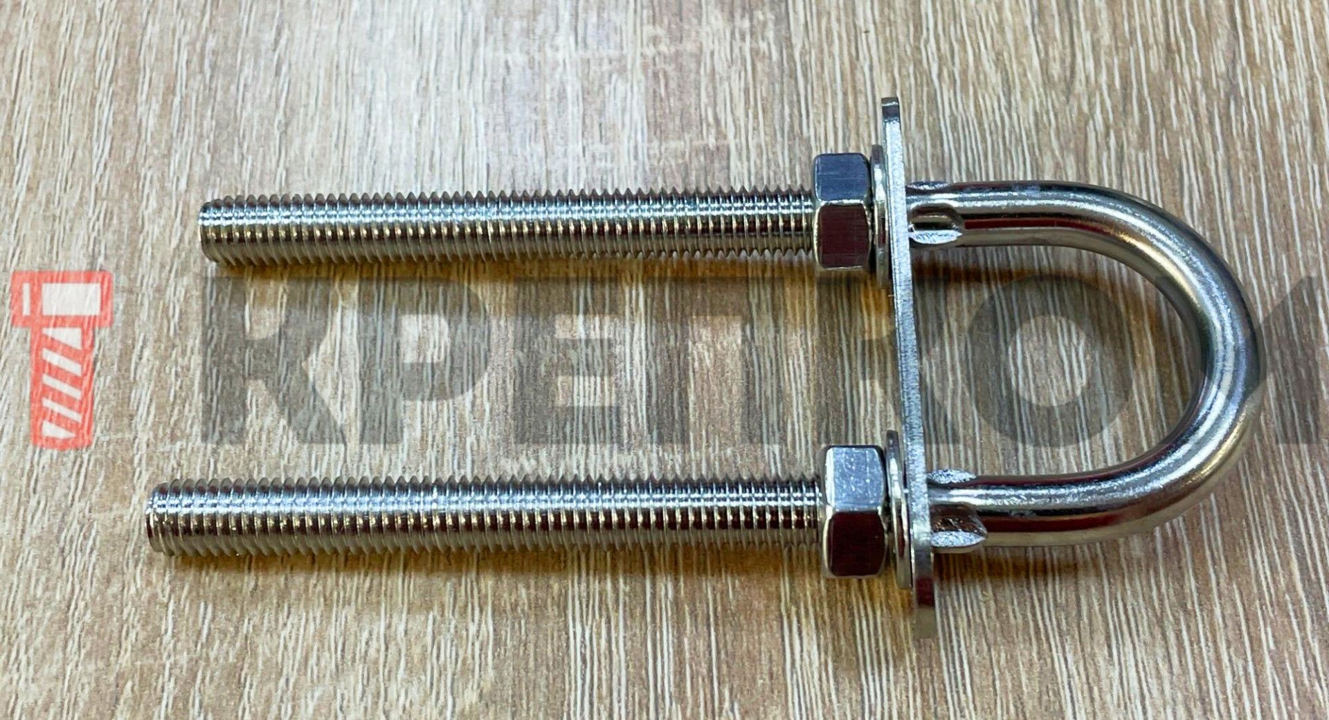 Болт-скоба U-образная с пластиной 8230, нержавеющая сталь А4 - фото