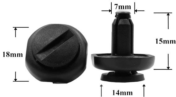 Клипса автомобильная крепежная с нажимным штырьком AS-1430 - схема