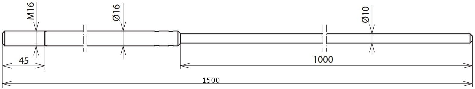 Cтержень с резьбой М16, L=1500 мм арт. 103211