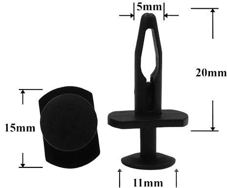 Клипса автомобильная крепежная с нажимным штырьком AS-1408 - схема