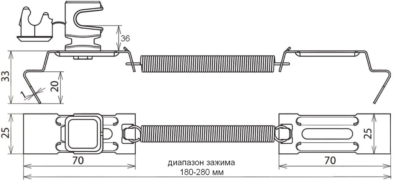 Держатель проводника с пружиной растяжения арт. 204249, схема