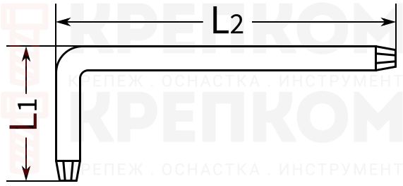 Ключ имбусовый удлиненный Kraftool Industrie - схема, чертеж