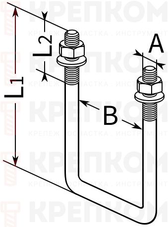 П-образная скоба для кронштейнов Fischer FMFS UB - схема, чертеж