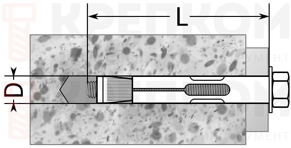 Анкерный болт LSB - чертёж, схема