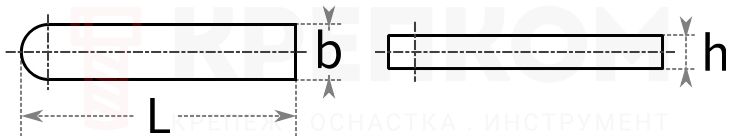 Шпонка призматическая DIN 6885, форма AB - схема, чертеж