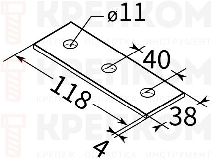 Пластина соединительная для профиля 38-41 4F3 TERMOCLIP - схема, чертеж