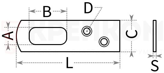 Проушина 19х60 мм Gah Alberts 337308 - схема, чертеж