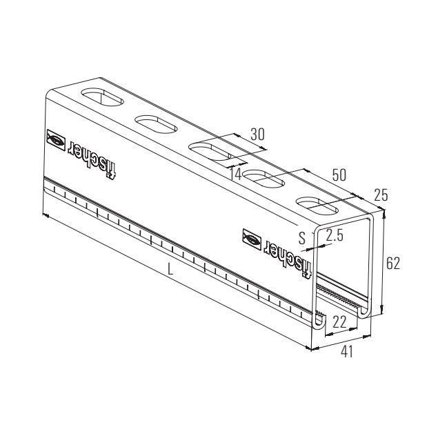 Профиль монтажный С-образный Fischer FUS 62 -чертеж