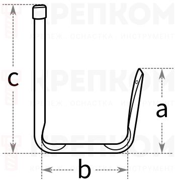 Высокий крюк тип U Domax - схема, чертеж