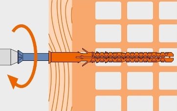 Завинчивание метиза в дюбель в пустотелом материале