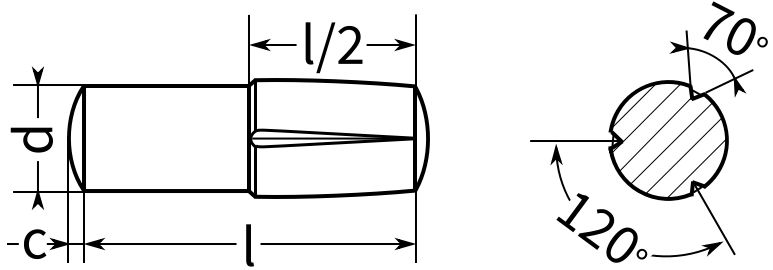 Штифт забивной DIN 1474 с насечкой - чертеж