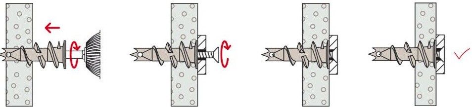 Установка самонарезающего дюбеля GKM - схема