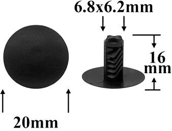 Клипса автомобильная крепежная нажимная AS-3017 - схема