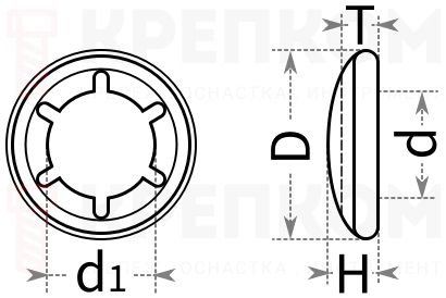 Шайба стопорная М 8 с колпачком Starlock арт 88122 - схема
