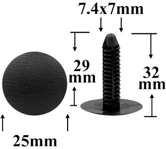 Клипса автомобильная крепежная нажимная AS-300 - схема