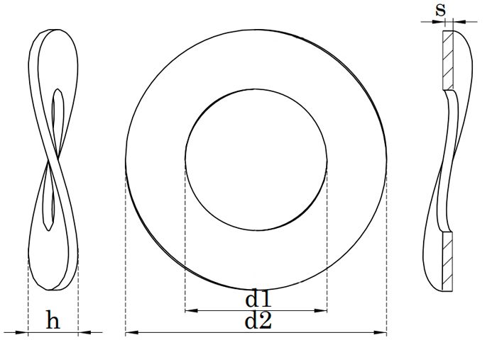 Шайба пружинная изогнутая волнистая DIN 137 форма B - схема