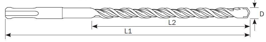 Бур по бетону SDS-plus Tsunami Professional - схема