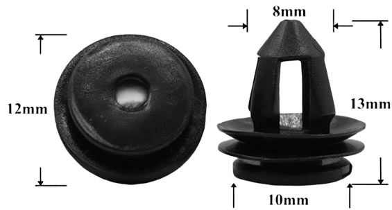 Клипса автомобильная крепежная фигурная AS-1643 - размеры