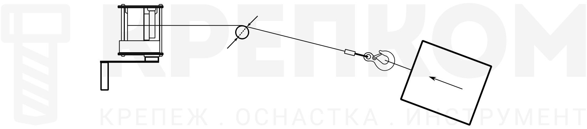 Положение лебедки при подтягивании (волочении) груза схема 2