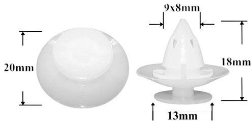 Клипса автомобильная крепежная фигурная AS-1412 - схема