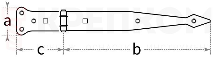 Петля для ворот поясная Domax ZBP - схема, чертеж