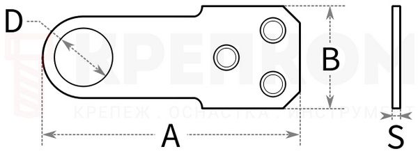 Проушина для навесного замка PZP - схема, чертеж