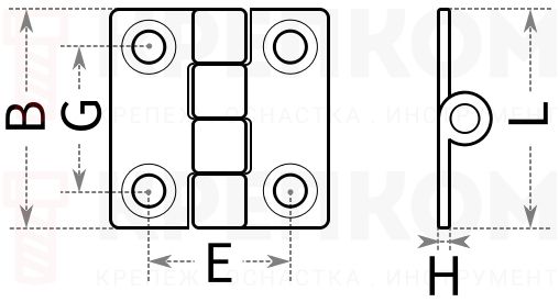 Петля мебельная M8233 - схема, чертеж