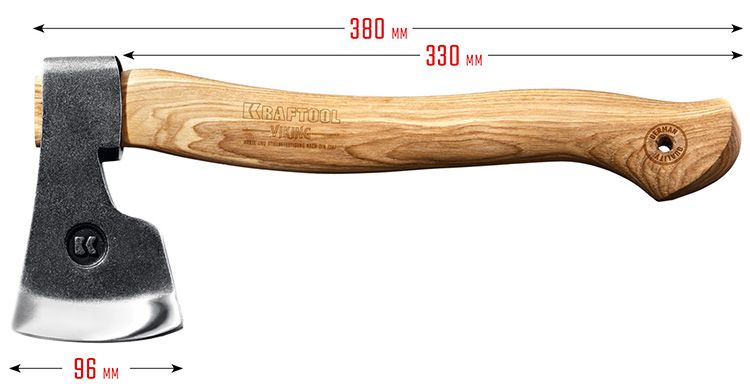 Топор универсальный 600 г Viking Kraftool 20773 - размеры