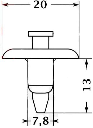 Клипса автомобильная крепежная с нажимным штырьком AS-3170 - схема