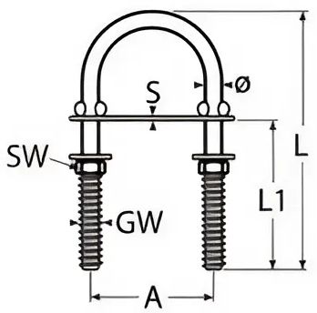 Болт-скоба 8230 нержавейка А4 - схема