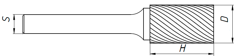 Борфреза твердосплавная тип A (цилиндрическая с гладким торцом) Messer - схема