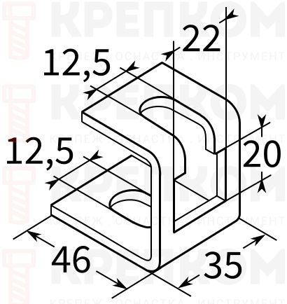 Скоба подвесная 90° 4F2 TERMOCLIP - схема, чертеж