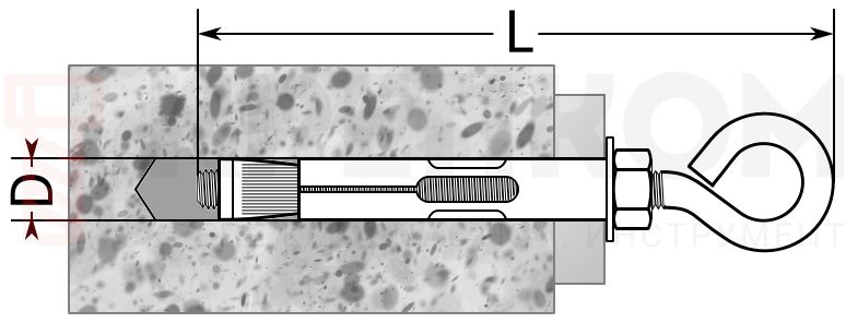 Анкер с кольцом - схема, чертеж