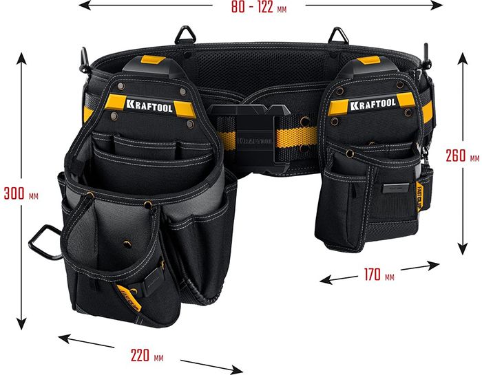 Пояс монтажника KBS-3 Kraftbuilt Kraftool 38762 - размеры