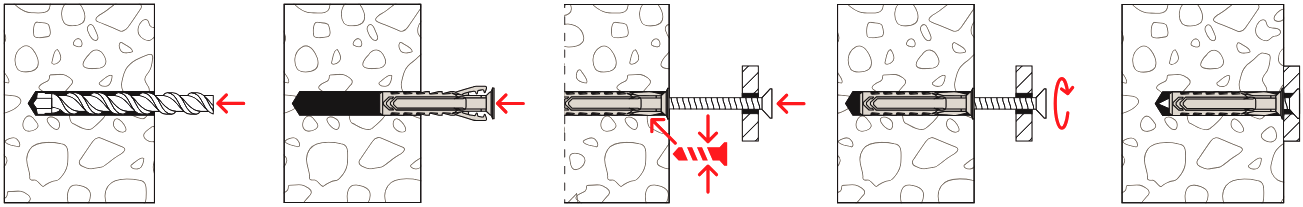 Дюбель Fischer SX монтаж