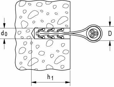 Дюбель-хомут для кабеля Fischer SF plus LS -чертеж