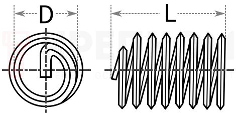 Вставка резьбовая дюймовая UN DIN 8140S Volkel V-Coil - схема, чертеж