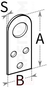 Проушина для навесного замка ПТ 65x40 (прямая) - схема, чертеж